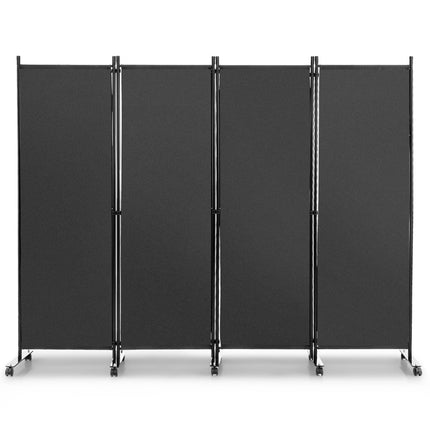 4 paneļu istabas aizslietnis ar riteņiem, 225x173 cm, pelēks