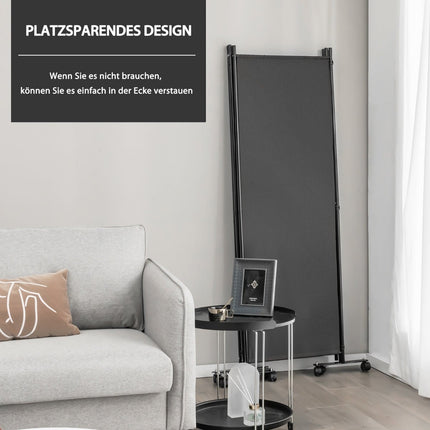4 paneļu istabas aizslietnis ar riteņiem, 225x173 cm, pelēks