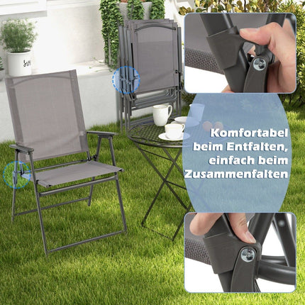 4 daļu saliekamo āra krēslu komplekts - pelēks, augsta atzveltne