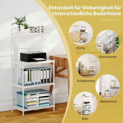 4 līmeņu regulējams virtuves plauktu statīvs, 59x34x136 cm, balts