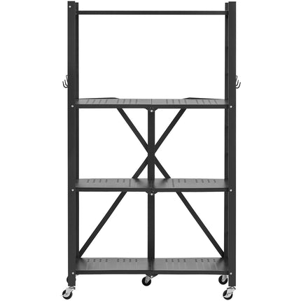 4-Tier Foldable Metal Storage Shelf, 26 x 13 x 46 in, With Wheels