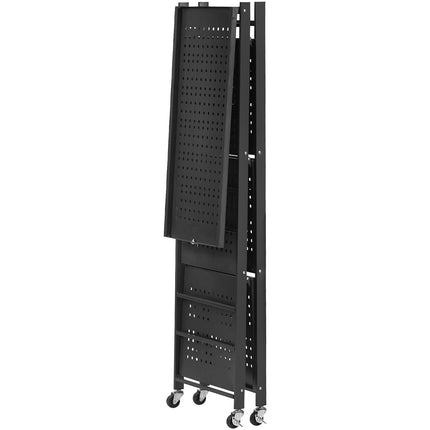 4-Tier Foldable Metal Storage Shelf, 26 x 13 x 46 in, With Wheels