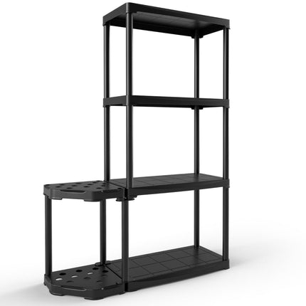 4 līmeņu garāžas plaukts ar instrumentu organizētāju, melns, celtspēja 176 mārciņas (79 kg)