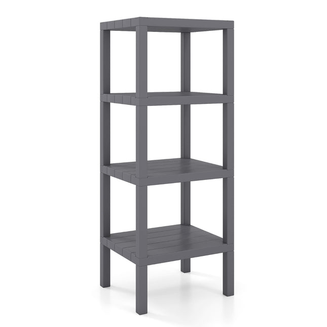 4 līmeņu plastmasas uzglabāšanas plaukts, pelēks, 38x32,5x99 cm