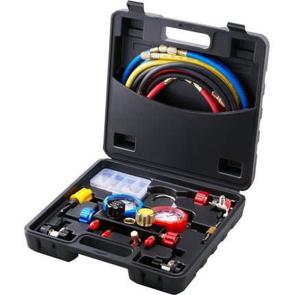 4-Way AC Manifold Gauge Set for R134A R22 R410A, 5 ft Hoses