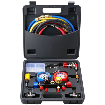 4-Way AC Manifold Gauge Set for R134A R22 R410A, 5 ft Hoses