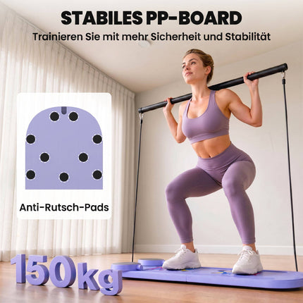 4-vienā salokāms Pilates dēļu komplekts ar pretestības lentēm