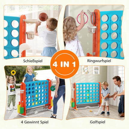 4-in-1 Jumbo spēļu komplekts: Connect 4, Basketbols, Gredzena mešana, Golfs