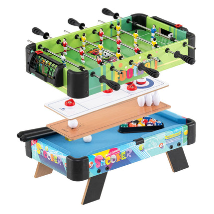 4-in-1 Kids Combo Game Table with Foosball and Mini Pool, Bowling, Curling