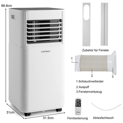 4 vienā mobilais gaisa kondicionieris 9000 BTU dzesēšanas, ventilācijas un mitruma atdalīšanas gaisa kondicionieris ar melnu vāku 16-32