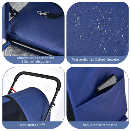 4 in 1 Multifunctional Stroller Double Layer Pet Stroller Blue