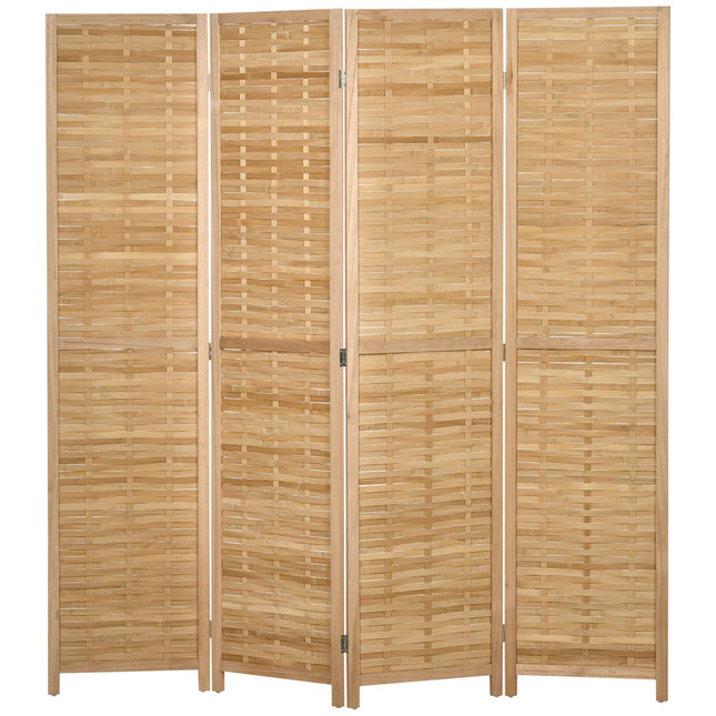 4 daļu aizslietnis, telpas sadalītājs, 160 x 170 cm nodalījums, saliekams privātuma aizslietnis, telpas sadalītājs no bambusa, privātuma aizslietnis viesistabai, guļamistabai, dabīgs