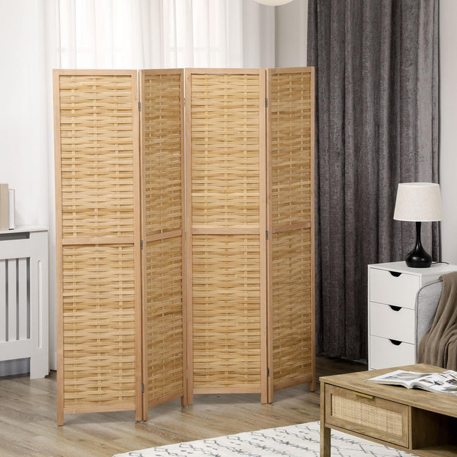 4 daļu aizslietnis, telpas sadalītājs, 160 x 170 cm nodalījums, saliekams privātuma aizslietnis, telpas sadalītājs no bambusa, privātuma aizslietnis viesistabai, guļamistabai, dabīgs