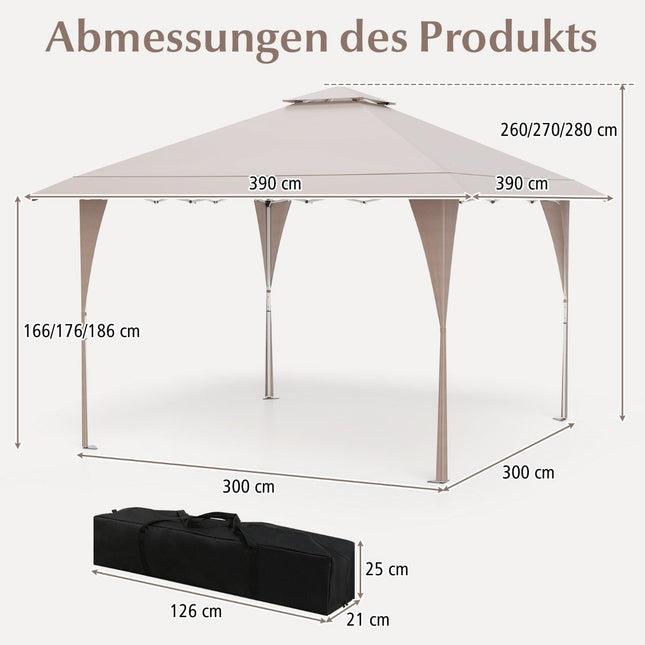 4 x 4 m regulējams saliekams paviljons ar metāla rāmi