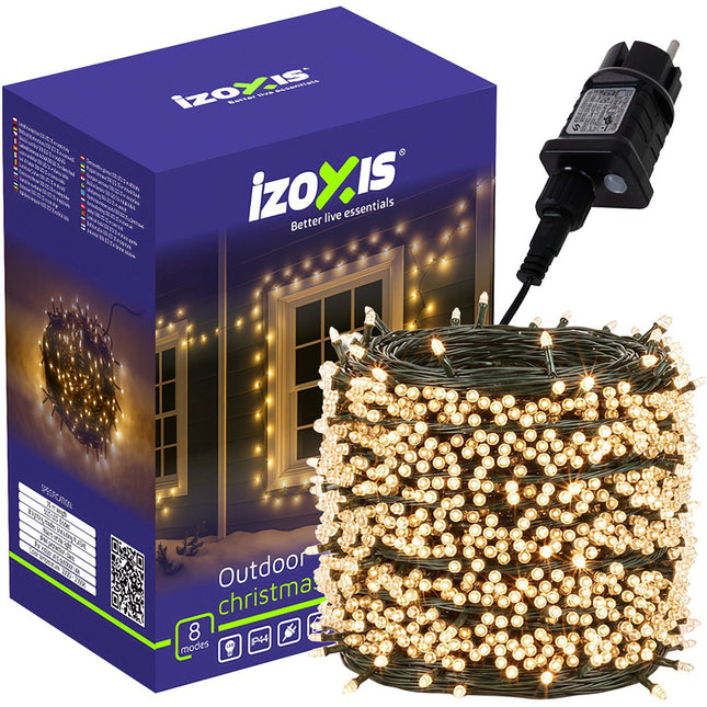 500 silti baltas LED Ziemassvētku lampiņas, 35 m, 8 režīmi, IP44