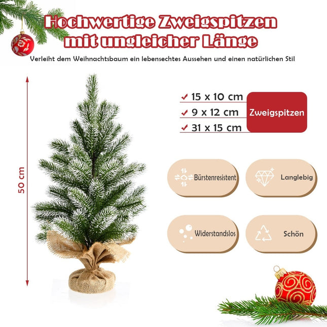 50 cm mākslīgā mini Ziemassvētku eglīte - zaļa un balta
