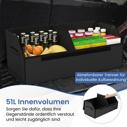 51L saliekams automašīnas bagāžnieka organizators ar vāku un nodalījumu