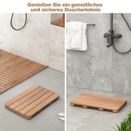 55 x 34 cm toilet mat made of Hips wood design bath mat up to 150kg load capacity brown bathroom mat corrosion resistant rustproof durable