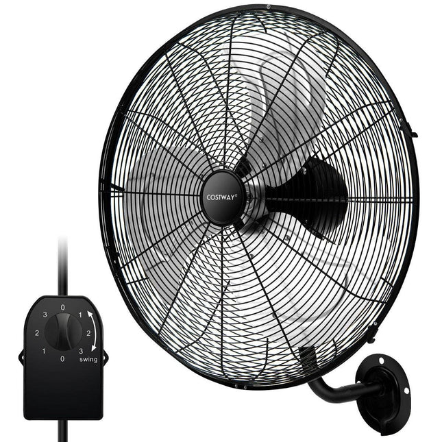 Ø56 cm sienas ventilators, svārstveida ventilators noliktavai, siltumnīcai, darbnīcai, terasei un pagrabam, melns