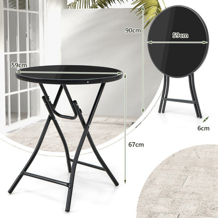 Ø 59 cm apaļš bistro galds ar rūdīta stikla virsmu un izturīgu metāla rāmi