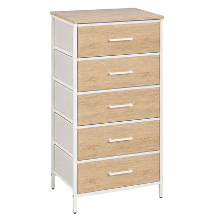 Auduma kumode ar 5 atvilktnēm, koka imitācija, 94x45x30 cm