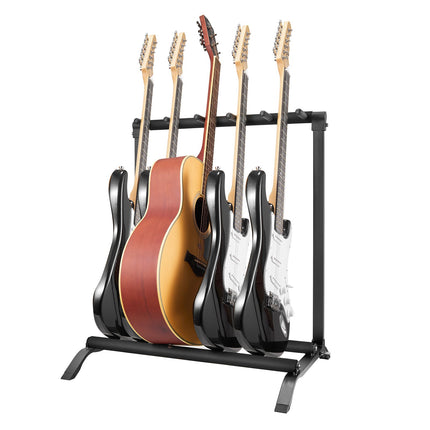 5-Guitar Floor Stand Rack, Foldable, Anti-Slip Base