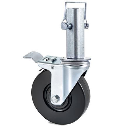 5 Inch Rubber Swivel Caster Wheels, Dual Lock, 4 Pack, 440 lb
