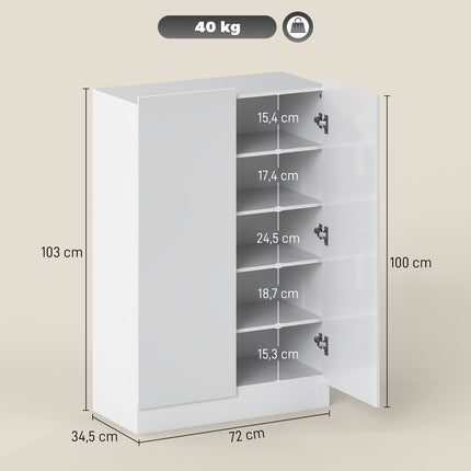 5 līmeņu apavu skapis, regulējami plaukti, paredzēts 20 pāriem