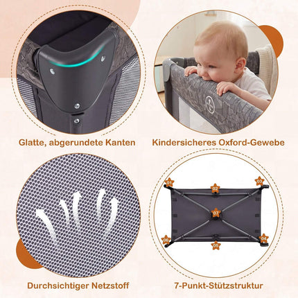 5-vienā bērnu šūpulītis un rotaļu laukums ar autiņbiksīšu mainītāju, pelēks