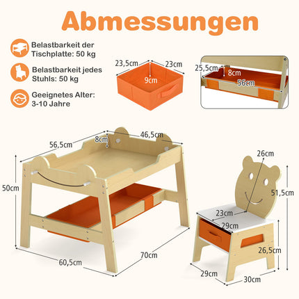 5-vienā bērnu aktivitāšu galda komplekts ar uzglabāšanas vietu