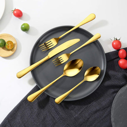 60-Piece Gold Stainless Steel Flatware Set for 12
