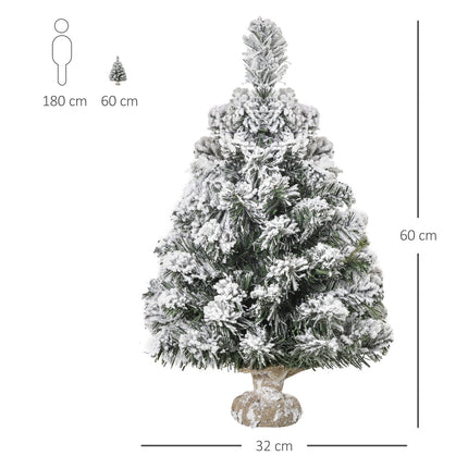 60 cm mākslīgā Ziemassvētku eglīte ar sniega efektu, lietošanai iekštelpās