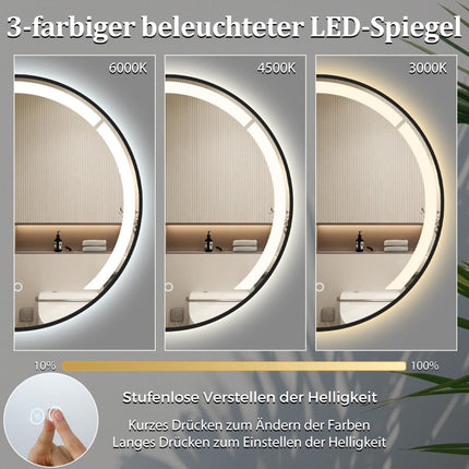 60 cm apaļš LED vannas istabas spogulis ar pretsvīšanas funkciju