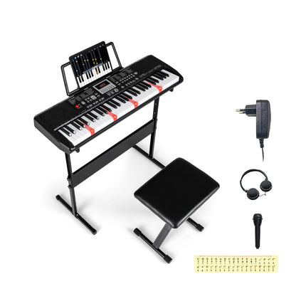 61 taustiņu elektronisko klaviatūru komplekts ar regulējamu statīvu