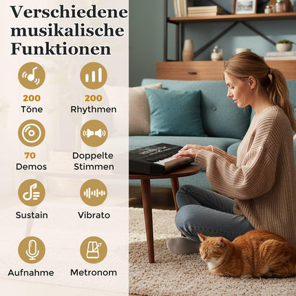 61 taustiņu elektronisko klaviatūru komplekts ar regulējamu statīvu