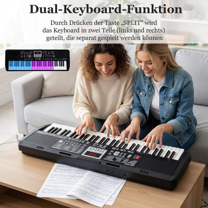 61 taustiņu elektronisko klaviatūru komplekts ar regulējamu statīvu