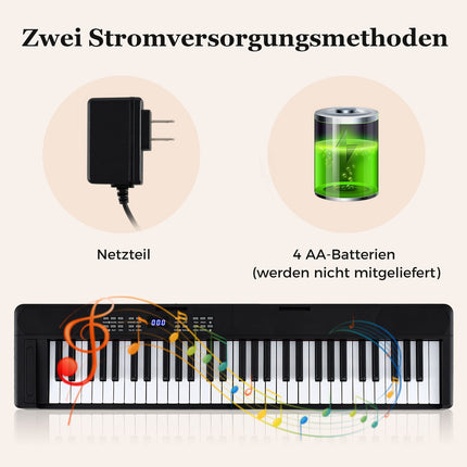 61 taustiņu salokāma elektroniskā klavieru klaviatūra ar MIDI un dalījumu