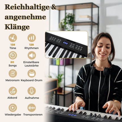 61 taustiņu salokāma elektroniskā klavieru klaviatūra ar MIDI un dalījumu