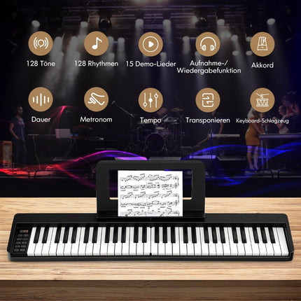 61 taustiņu salokāmās digitālās klavieres ar Bluetooth un aksesuāriem