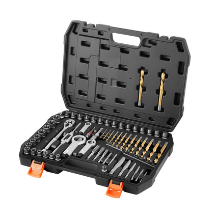63-Piece Screw Extractor Set With Drill Bits, Taps, Case