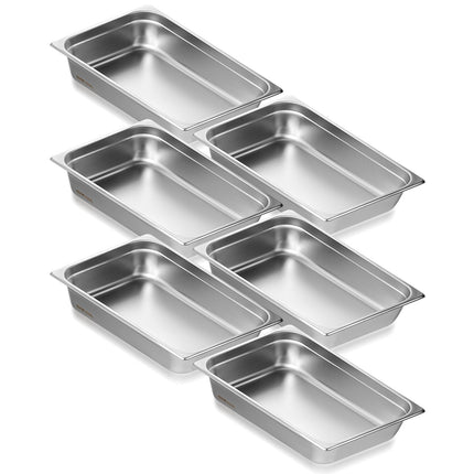 6-Pack Full-Size Stainless Steel Hotel Pans, 4-Inch Deep
