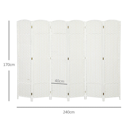 6-Panel Folding Room Divider, White Polypropylene