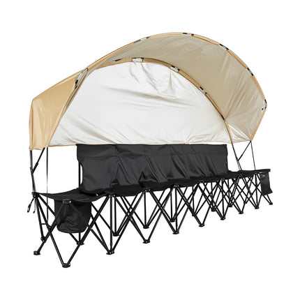 6-Seat Folding Sports Bench with Canopy, Carry Bag