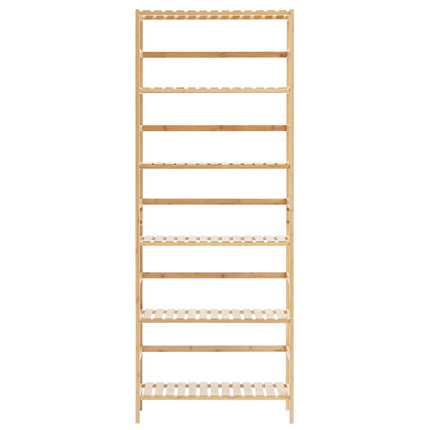 6-Tier Bamboo Ladder Bookshelf, 22 lb per Shelf, Freestanding, Natural