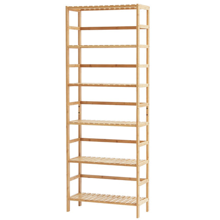 6-Tier Bamboo Ladder Bookshelf, 22 lb per Shelf, Freestanding, Natural