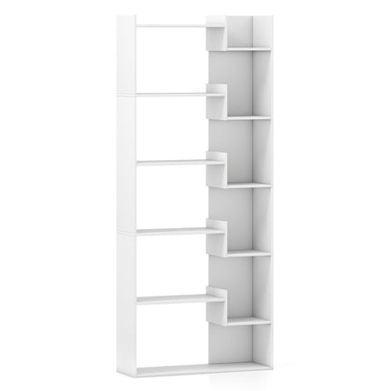 6 līmeņu koka grāmatu plaukts ar 11 plauktiem, 163 cm, balts