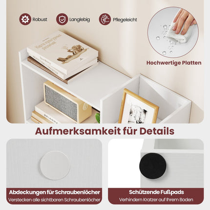 6 līmeņu koka grāmatu plaukts ar 11 plauktiem, 163 cm, balts