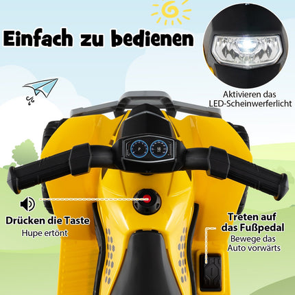 6 V bērnu elektriskais kvadracikls ar LED priekšējiem lukturiem, 18-36 mēneši