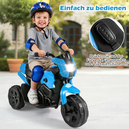 6 V bērnu elektriskais motocikls ar 3 riteņiem, LED gaismas