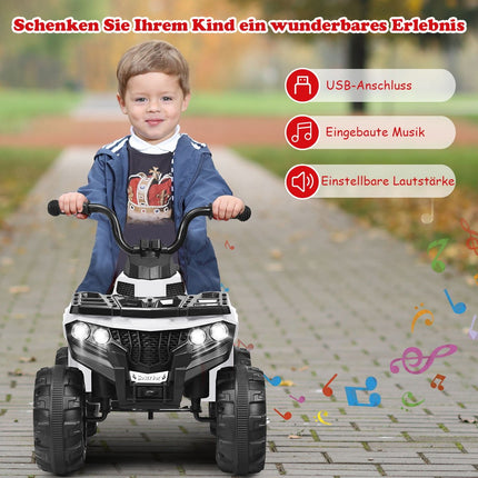 6V bērnu automašīna ar mūziku MP3 USB zēniem un meitenēm 41 x 68,5 x 49,5 cm balta